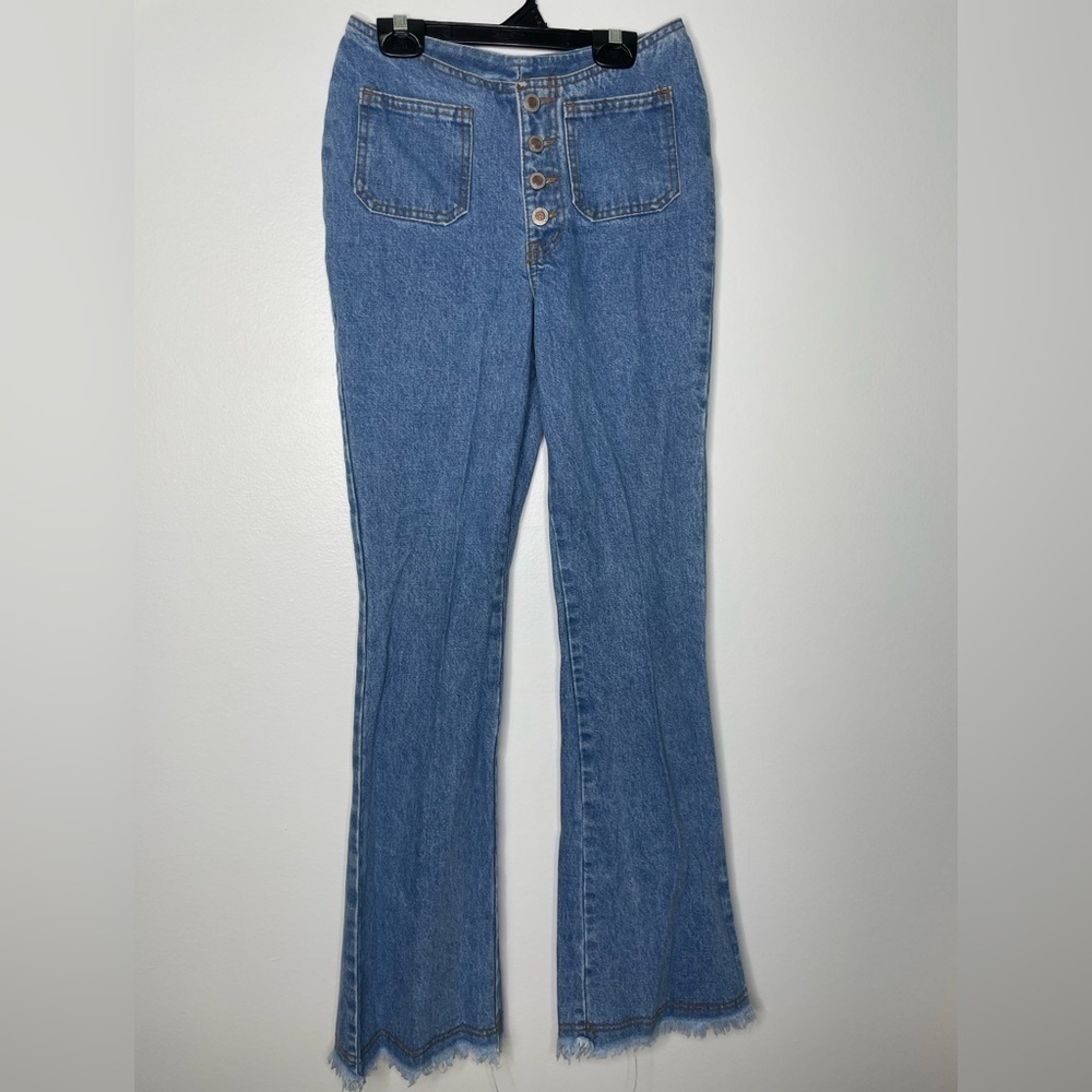 Vintage 70's style button fly flare jeans